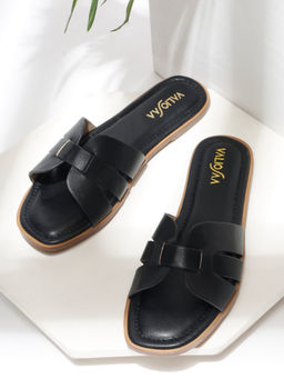 VALIOSAA - Women Black Square Toe Casual Flats