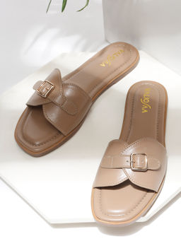 VALIOSAA - Women Khaki Square Toe Casual Flats