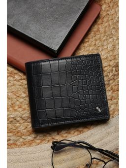 Louis Philippe - Men Black Textured Genuine Leather Wallet