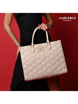 Akiki London - Paddington Box Satchel Bag With Detachable Strap - Off White (XL)