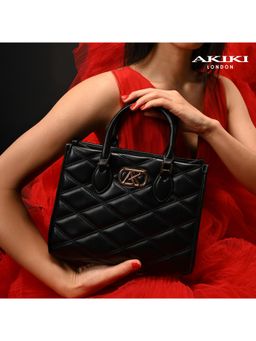 Akiki London - Paddington Satchel Bag With Detachable Strap - Black (M)