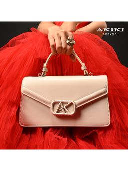 Akiki London - Mayfair Flap Satchel Bag With Detachable Strap - Off White (M)