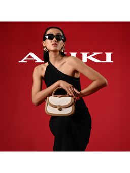 Akiki London - Trinity Flap Satchel Bag With Detachable Strap - Beige (S)