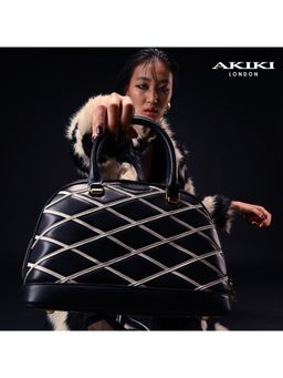 Akiki London - Buckingham Dome Satchel Bag With Detachable Strap - Black (M)