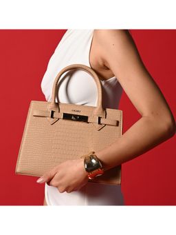 Akiki London - Kensington Satchel Bag With Detachable Strap - Beige (M)