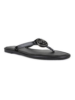 Inc.5 - Women Black Casual Solid T-Strap Flats