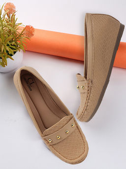 Carlton London - Women Brown Casual Stud Accents Slip-On Loafers