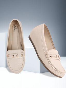 Carlton London - Women Beige Casual Slip-On Loafers