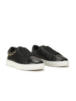 Guess - Women Black Solid Lace-Up Sneakers