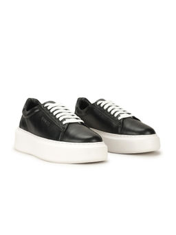 Guess - Women Black Solid Lace-Up Sneakers