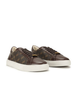 Guess - Men Dark Brown Printed Lace-Up Sneakers