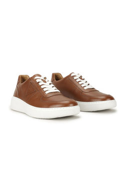 Guess - Men Tan Solid Lace-Up Sneakers