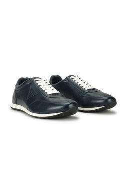 Guess - Men Navy Blue Solid Lace-Up Sneakers