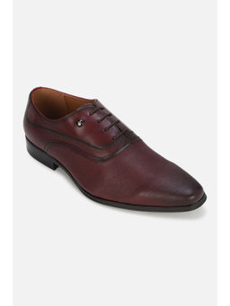Louis Philippe - Men Maroon Leather Lace Up Oxfords