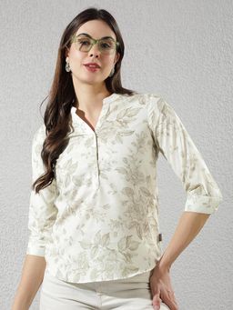 CRIMSOUNE CLUB - Women'S Green Floral Printed Top