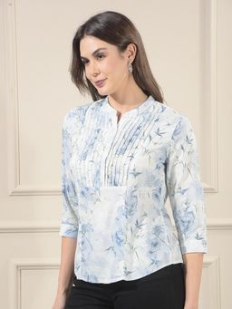 CRIMSOUNE CLUB - Women'S Sky Blue Floral Printed Top