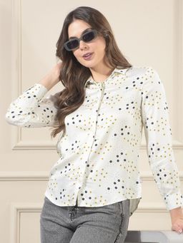 CRIMSOUNE CLUB - Women'S White Polka Dots Modal Shirt
