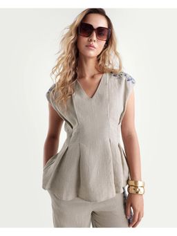 RAREISM - Embroidered Dusky Beige Women Top