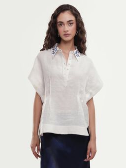 RAREISM - Embroidered Off White Women Top
