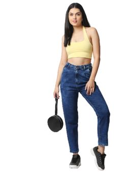 High Star - Blue Women Mom Fit Regular Jeans