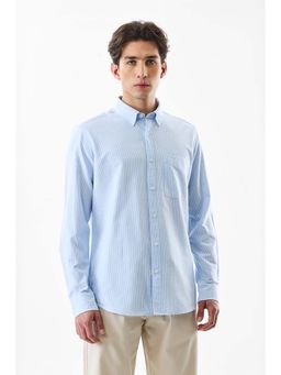 Snitch - Mens Light Blue Stripes Full Sleeves Slim Casual Shirt