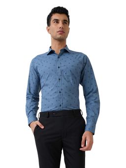 Park Avenue - Mens Slim Fit Printed Dark Blue Shirt