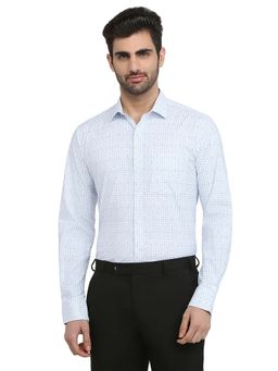Park Avenue - Mens Light Blue Slim Fit Printed Shirt