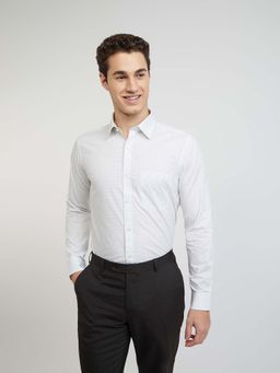 Raymond - Mens Slim Fit Off White Printed Shirt