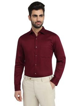 Raymond - Mens Slim Fit Solid Dark Maroon Shirt