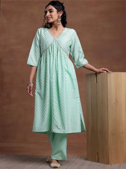 Libas - Blue Printed Kurta with Pant (Set of 2)