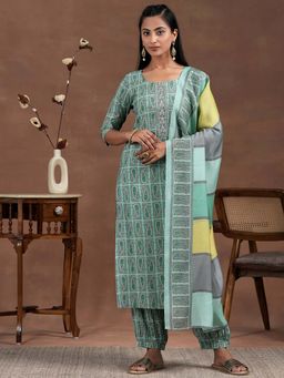 Libas - Blue Silk Blend Printed Kurta Sets for Women