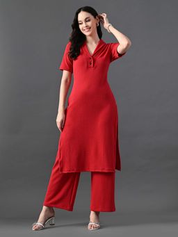 MYSHKA - Red Kurta and Pant (Set of 2)