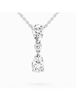 Sparkles - Lab Grown 4.05 Ct Pear & Round Diamond Pendant Necklace for Women, 14K White Gold