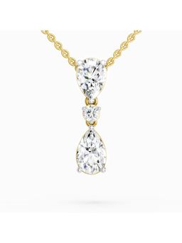Sparkles - Lab Grown 4.05 Ct Pear & Round Diamond Pendant Necklace for Women, 14K Yellow Gold