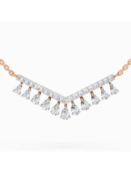 Sparkles - Lab Grown Diamond 1.57 Carat Pear V Bar Fashion Necklace for Women, 14K Rose Gold