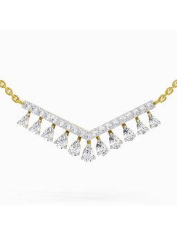 Sparkles - Lab Grown Diamond 1.57 Carat Pear V Bar Fashion Necklace for Women, 14K Yellow Gold