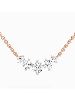 Sparkles - Lab Grown Diamond 1.31 Carat Round Graduated Bar Necklace for Women, 14K Rose Gold