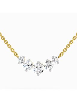 Sparkles - Lab Grown Diamond 1.31 Carat Round Graduated Bar Necklace for Women, 14K Yellow Gold