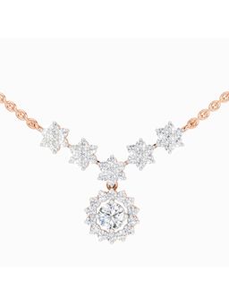 Sparkles - Lab Grown Diamond 1.16 Carat Round Floral Necklace for Women, 14K Rose Gold