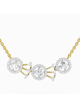 Sparkles - Lab Grown Diamond 1.45 Carat Three-Stone Halo Pendant Necklace for Women, 14K Yellow Gold