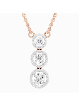 Sparkles - Lab Grown Diamond 1.43 Ct Round Three Stone Halo Pendant Necklace for Women, 14K Rose Gold