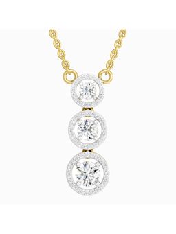 Sparkles - Lab Grown Diamond 1.43 Carat Three Stone Halo Pendant Necklace for Women, 14K Yellow Gold