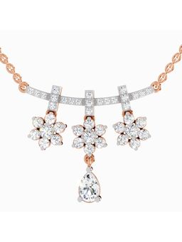 Sparkles - Lab Grown Diamond 1.58 Carat Floral Drop Pendant Necklace for Women, 14K Rose Gold