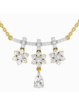 Sparkles - Lab Grown Diamond 1.58 Carat Floral Drop Pendant Necklace for Women, 14K Yellow Gold
