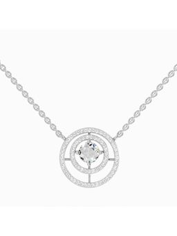 Sparkles - Lab Grown Diamond Round 1.05 Ct Fashion Circle Pendant Necklace for Women, 14K White Gold