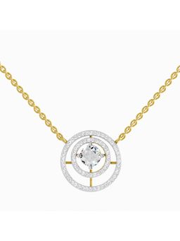 Sparkles - Lab Grown Diamond Round 1.05 Ct Fashion Circle Pendant Necklace for Women, 14K Yellow Gold