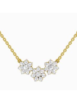 Sparkles - Lab Grown Diamond 1.35 Carat Round Flower Pendant Necklace for Women, 14K Yellow Gold