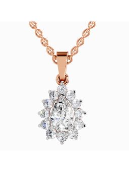 Sparkles - Lab Grown Diamond 1.61 Carat Pear Halo Pendant for Women, 14K Rose Gold