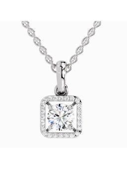 Sparkles - Lab Grown Diamond 0.99 Carat Round Halo Square Pendant for Women, 14K White Gold