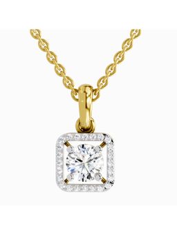Sparkles - Lab Grown Diamond 0.99 Carat Round Halo Square Pendant for Women, 14K Yellow Gold